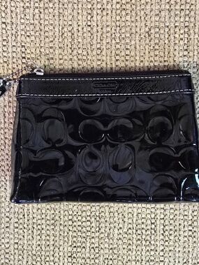 Coach Black Patent Signature Wristlet